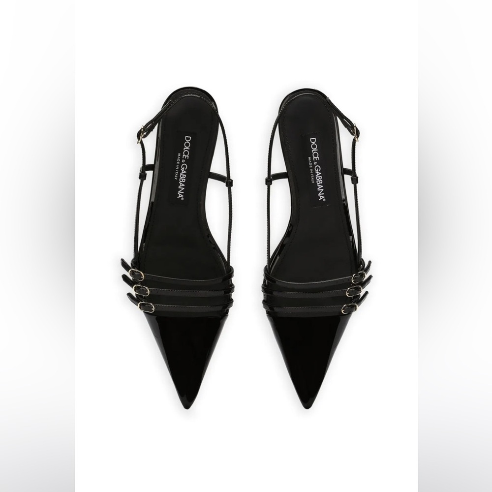 New Dolce & Gabbana Black Patent Leather Flats Size 41/11